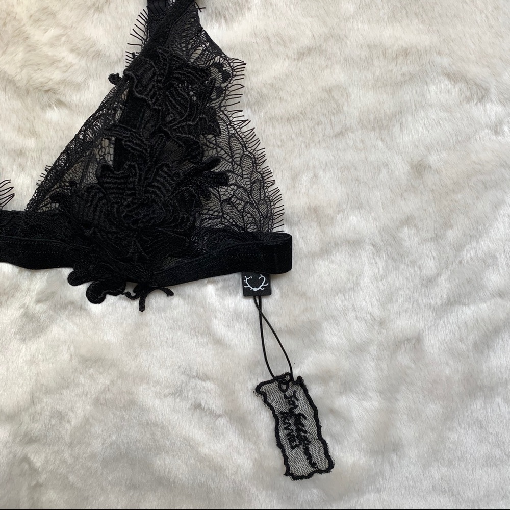 For Love & Lemons Flower Skivvies Blossom Bralette Black Size S NWT - Picture 5 of 14